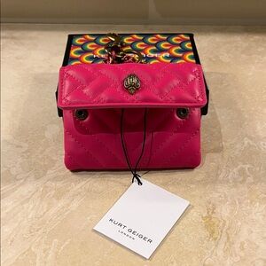 Kurt Geiger London Kensington Card Bag Charm Pink NWT with box